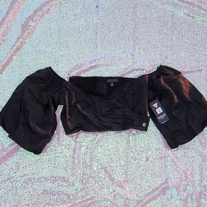 Guess Black Off-Shoulder Women's Crop Top NWT